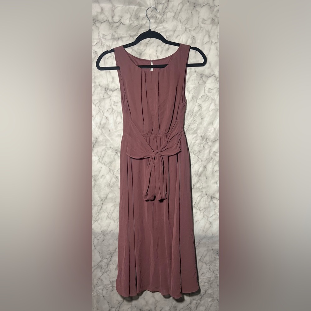 Mauve Midi Dress Simply Vera Vera Wang Timeless Romantic Wedding Bridesmaid XS